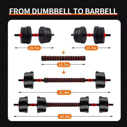 5–44 lb Adjustable Dumbbell to Barbell Set